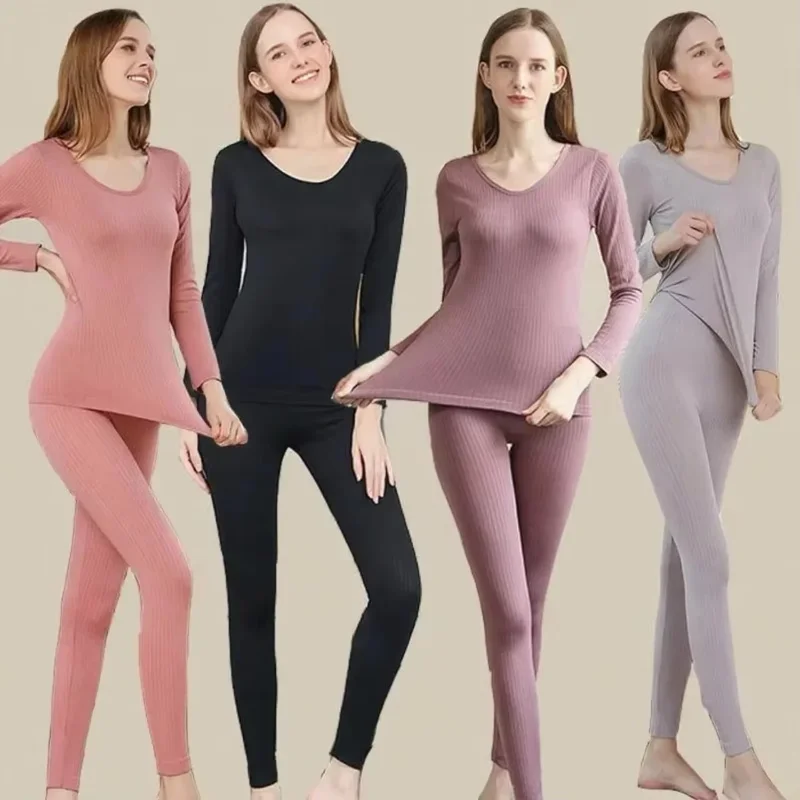Ensemble de sous-vêtements thermiques chauds pour femmes, lingerie sexy, collants longs, ensembles sculptants à col mi-haut pour l'hiver