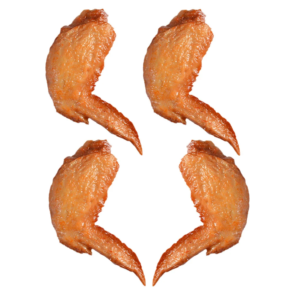 4 Pcs Simulated Chicken Wings Coop Swing Brooder Baked Ornament Fake Roasted Creative Food Model Decor Grilled