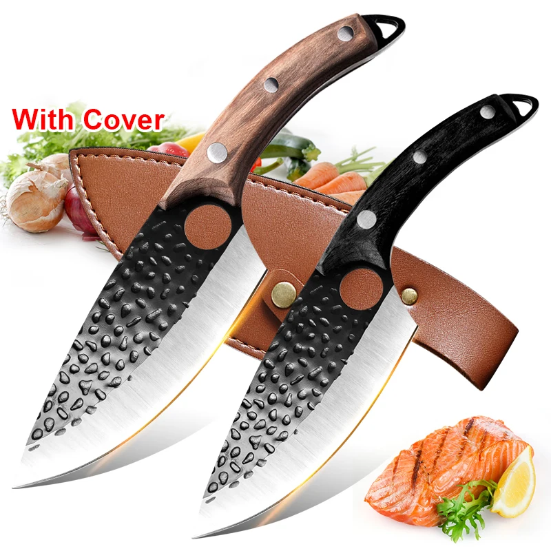 

Stainless Steel Boning Knife Kitchen Fruit Knife Wooden Handle Knife Professional Forged Butcher Knife for BBQ Cooking Tools