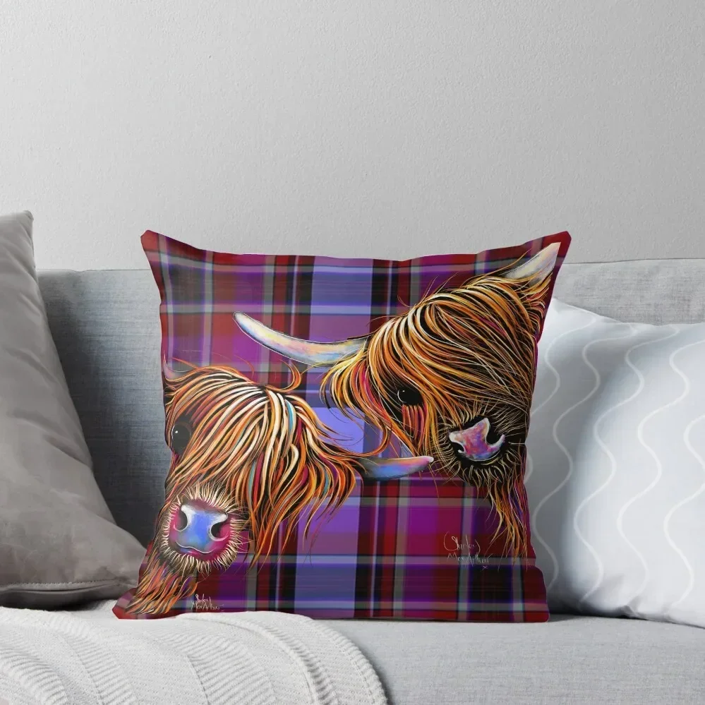 

HiGHLaND CoW PRiNT ' SuGaR LuMP & NooDLeS oN TaRTaN ' BY SHiRLeY MacARTHuR Throw Pillow luxury throw pillow covers pillow