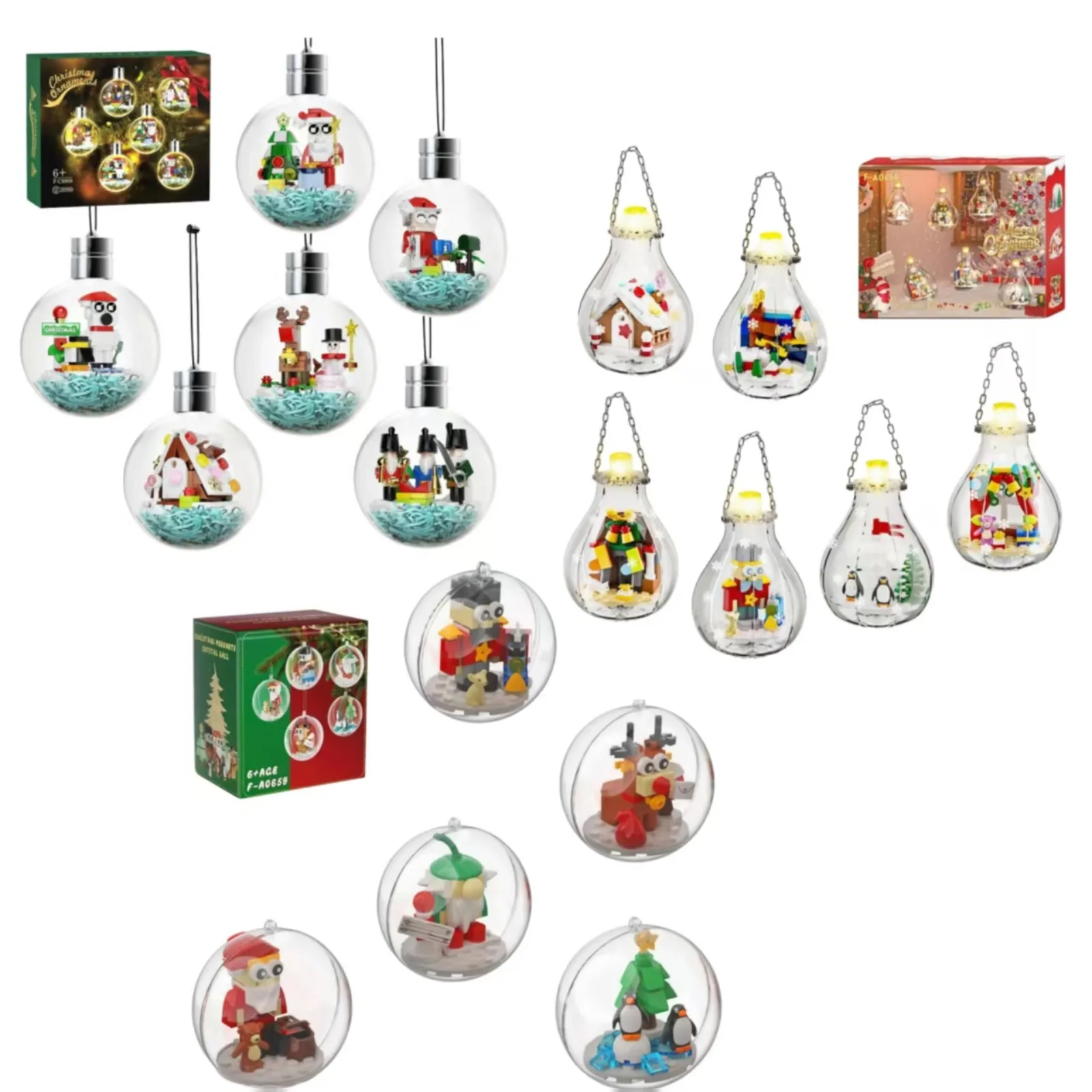 

Xmas Tree Decoration Building Blocks Light Bulb Pendant with LED Lights Bricks Toys Christmas Gifts for Kids and Adults