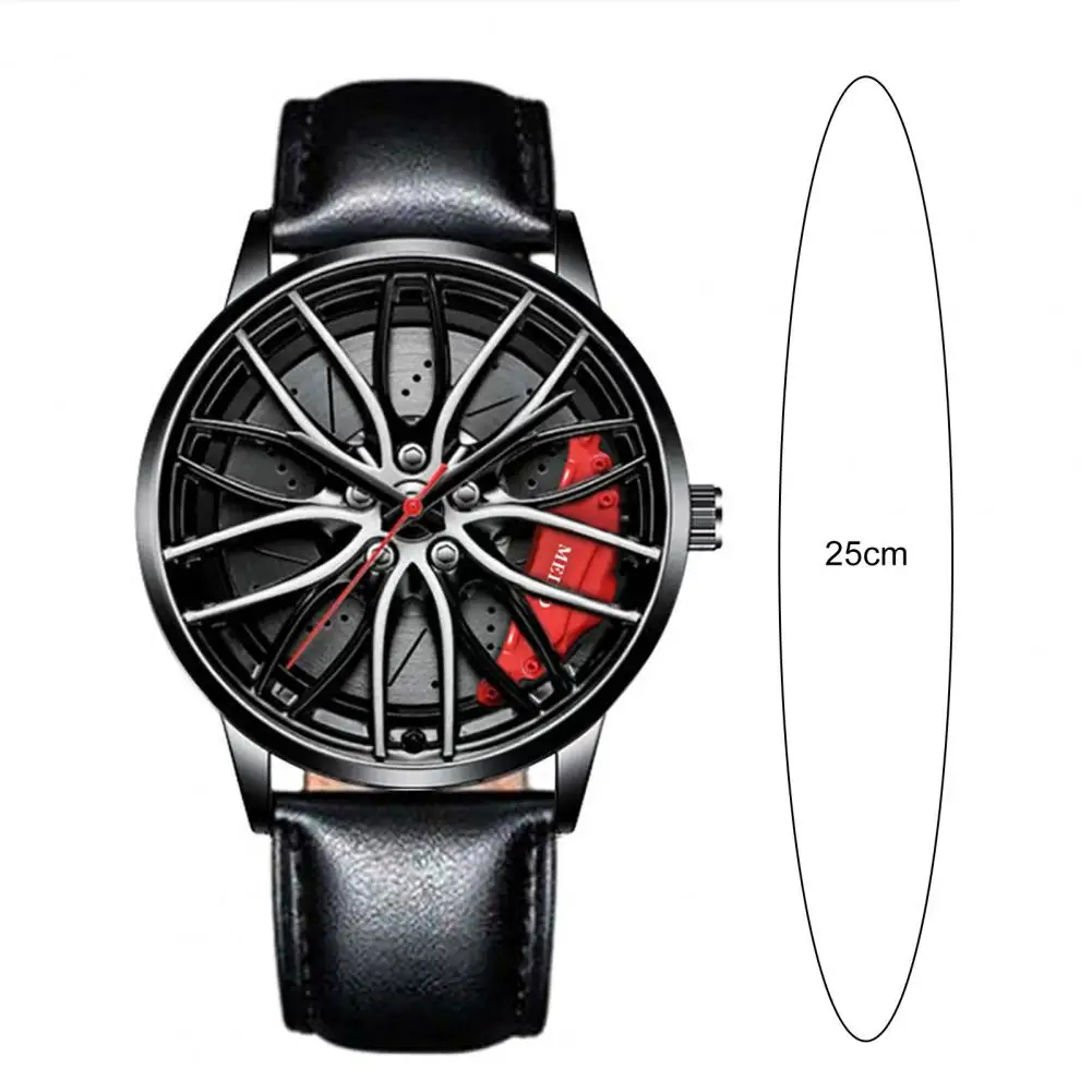 Car Wheel Rims Hub Men Quartz Watch Automatic Quartz Wristwatch Male Clock Round Dial Pointer Display Clasp Wristwatch Male Gift