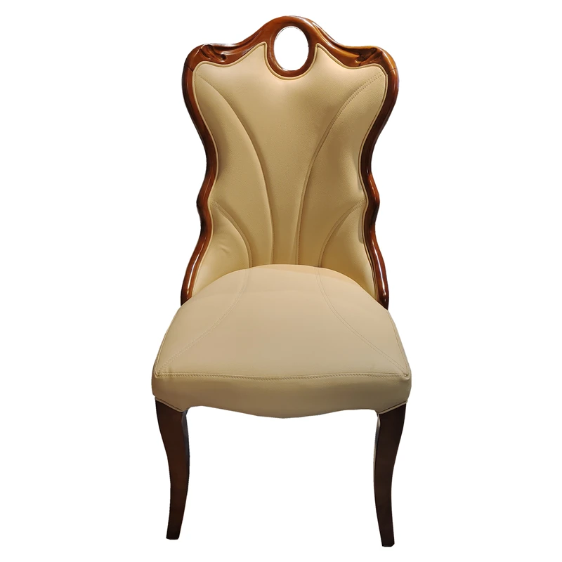 

European Dining Chair White Postmodern Restaurant Fashion Soft Bag Hotel Casual Korean PU Leather Solid Wood Chair