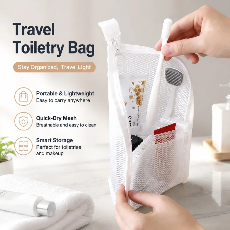 

Black White Travel Cosmetic Storage Bag Portable Toiletry Organizer Pouch Multifunctional Case for Makeup Tools Toothbrush