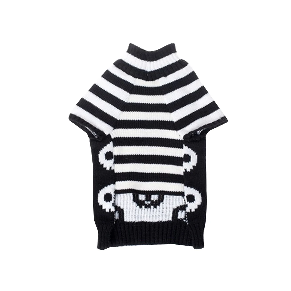 

Warm Halloween Dog Sweater Skull Stripe Autumn Winter Puppy Clothing Pet Clothes Size Sweater Warm Dog Clothes