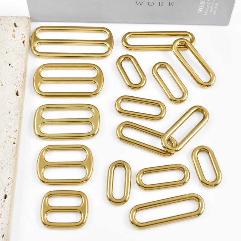 

5/10/20Pcs Solid Brass 13-50mm Bag Straps Tri-Glide Adjustable Buckles Backpack Leather Loop Hook Craft DIY Sewing Accessories