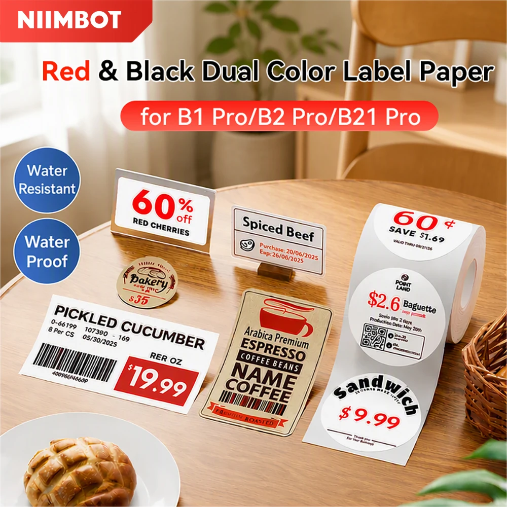 Commercial Printing Business - 1 Rulo Termal Yapışkanlı Kırmızı Siyah
