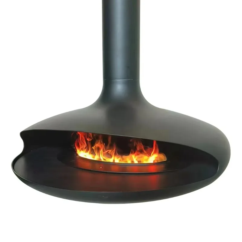 Chimenea moderna de bioetanol para interiores, color negro mate, suspendida, pellets de fuego reales para Hotel, Villa, colgante de Alcohol montado en la pared