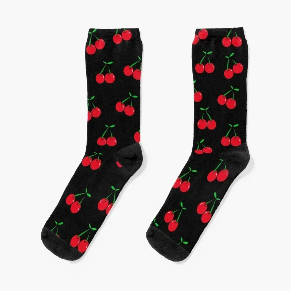 

Cherries 2 (on black) Socks compression kids short cartoon Men's Socks Women's