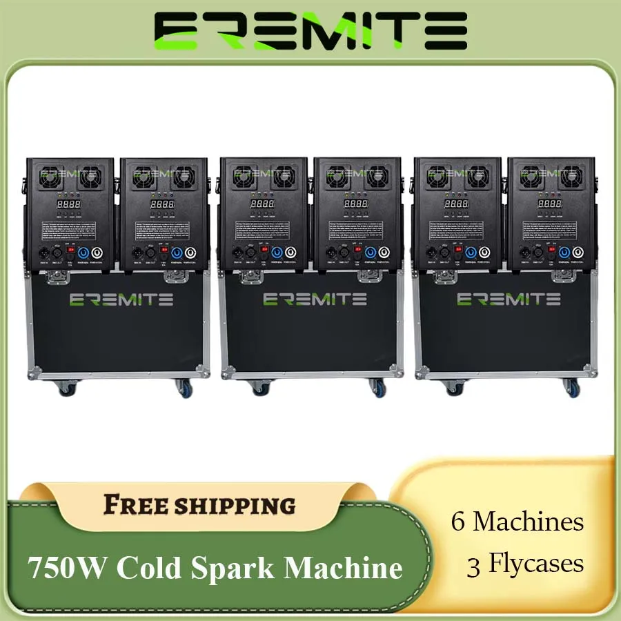 No Tax 3Flycases With 6PCS 750W Wireless DMX Remote Cold Spark Machine Fireworks For Wedding Party Sparkular Cold Fire Machine