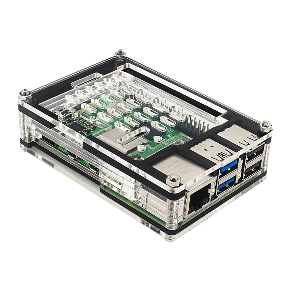 Transparent Protective Case Support Official Active Cooler 9 Layers Case Acrylic Enlosure Shell Fit for Raspberry Pi 5 4GB/8GB