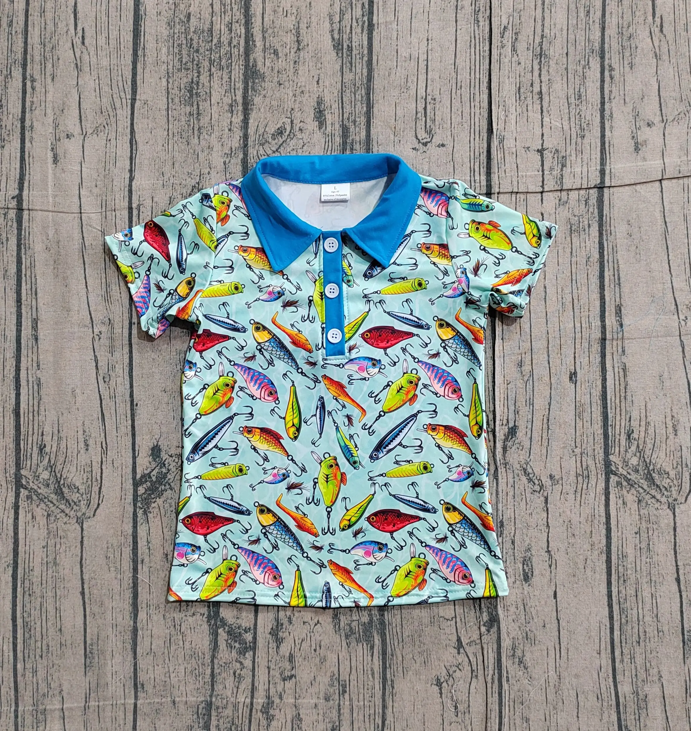 Wholesale Kids Summer Baby Boy Shirts Toddler Pullover Fish Clothes Children Boys Short Sleeves Shirt Buttons Clothing