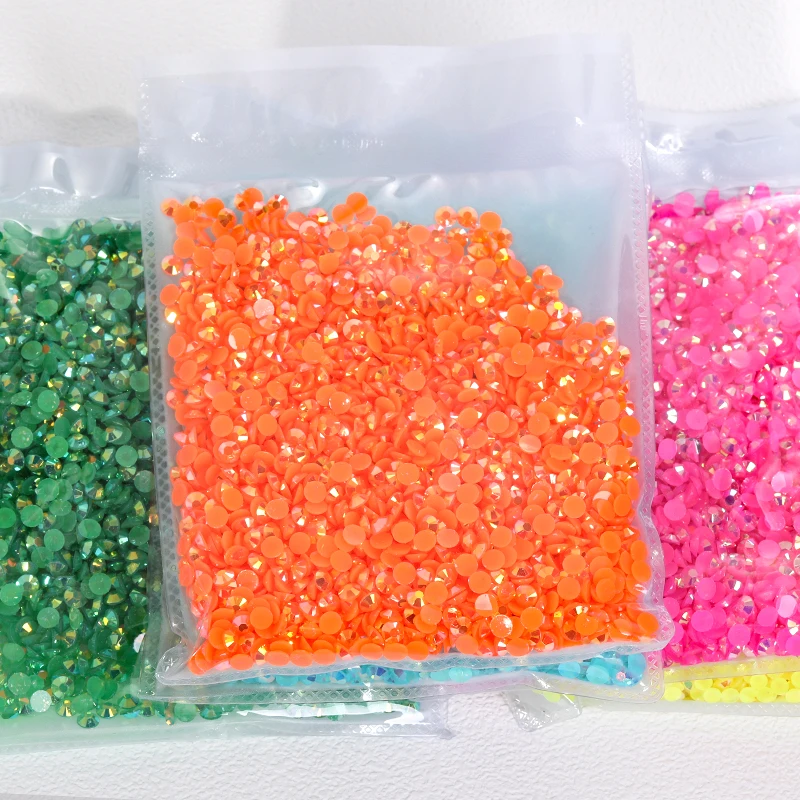 SS6-SS30 Non HotFix Glitters Jelly Resin Rhinestone Nail Art Flatback AB Gem Clothes Jewelry DIY Plastic Crystal Decorations