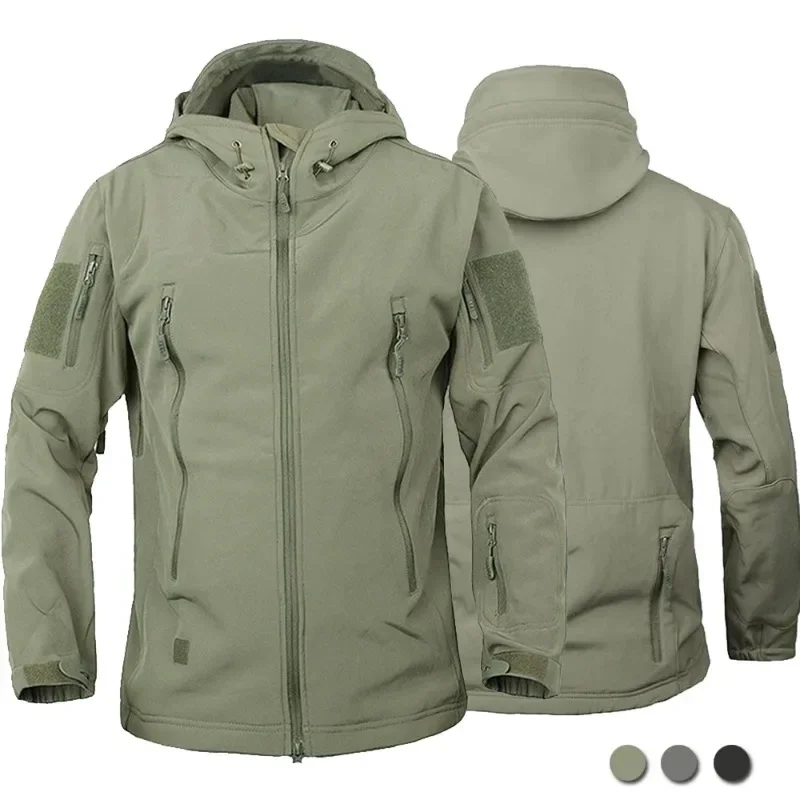 Military Outdoor Jackets Men Shark Skin Soft Shell Tactical Waterproof  Windbreaker Army Combat Jacket Mens Hooded Bomber Coats