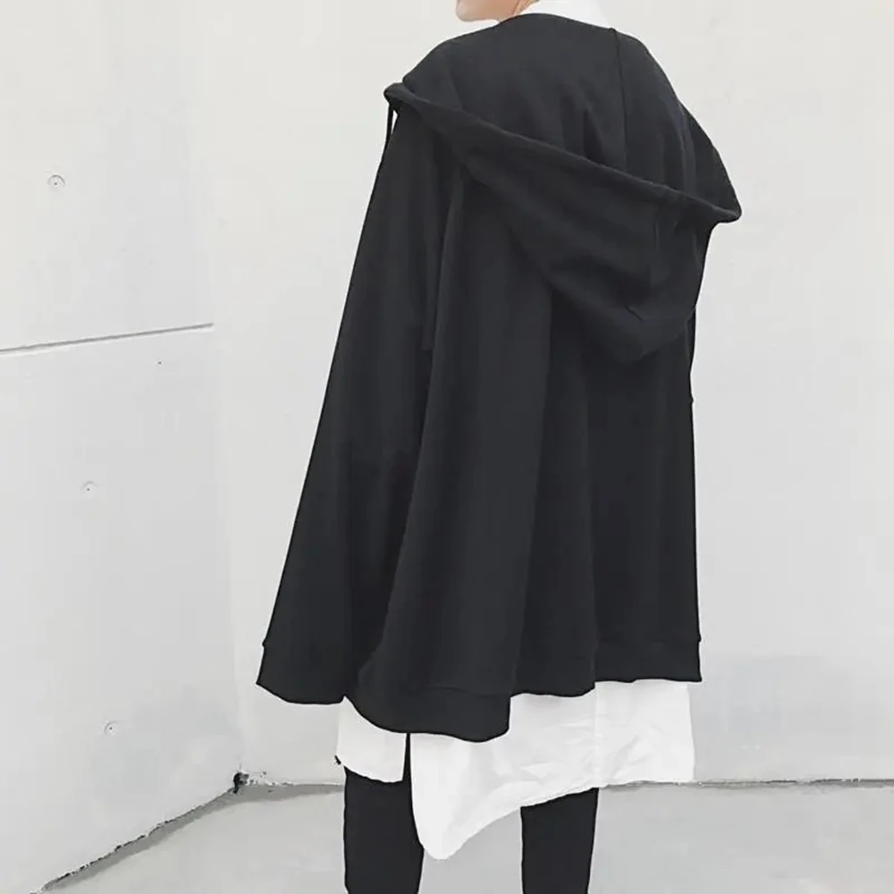 XS-5XL Spring New Men's Solid Color Hooded Long Jacket American Retro Fashion Trend High Street Loose Casual Niche Men's Top