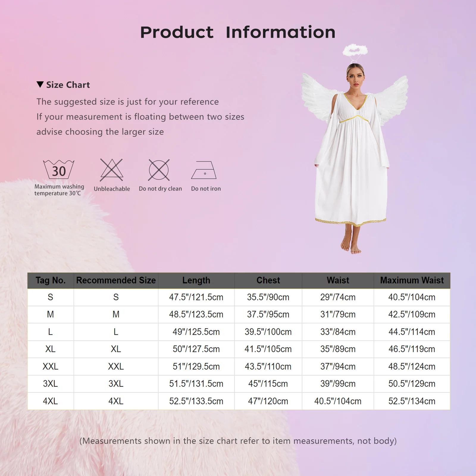 Womens Angel Role Play Halloween Costume Set V Neck Cold Shoulder Flare Sleeve Chiffon Dress with Headband And Feather Wings