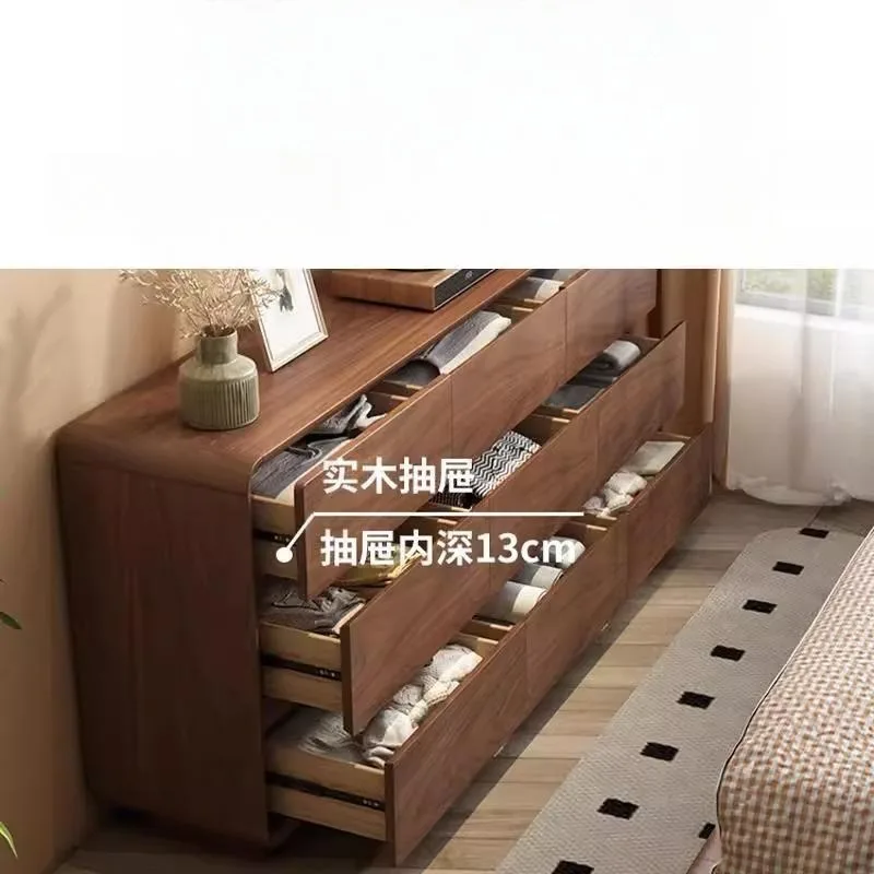 Solid wood cabinet 30cm ultra-thin medieval style storage cabinet bedroom bedside cabinet light luxury and high-end feeling 5