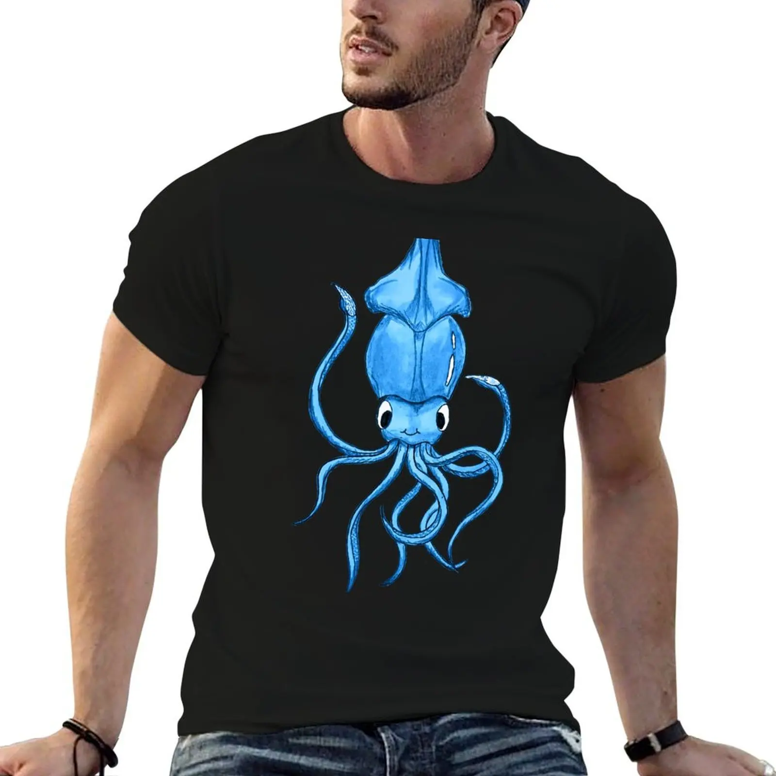 Cute squid, colored sea creatures T-Shirt Funny t-shirt for a boy men workout shirt