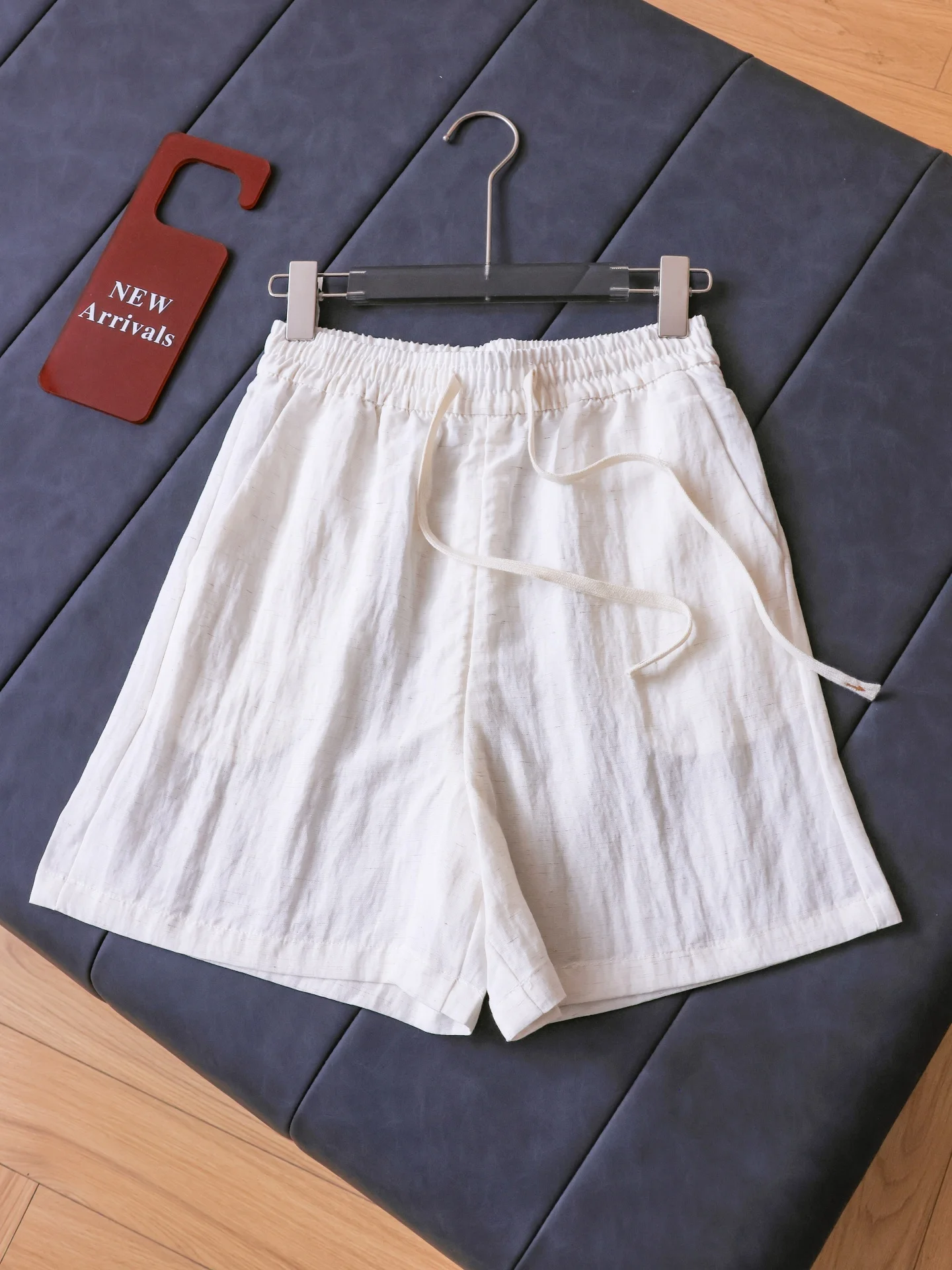 

Loose Wide Leg Pants Casual High Waist Pure Color Linen Blend Skin-friendly Breathable Cool Feeling Women's Shorts R864