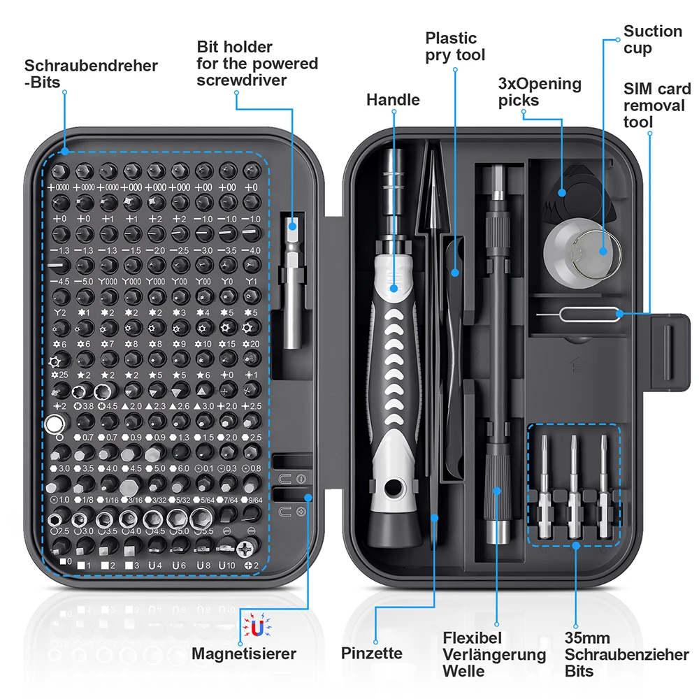 Juego de destornilladores de precisión 130 en 1, Kits de herramientas de mano portátiles, brocas magnéticas pequeñas para Xiaomi, teléfono móvil,