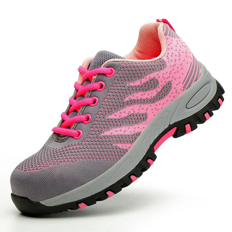 Summer Breathable Safety Work Shoes for Women - Steel Toe Lightweight Anti-Impact Puncture-Proof Casual Shoes