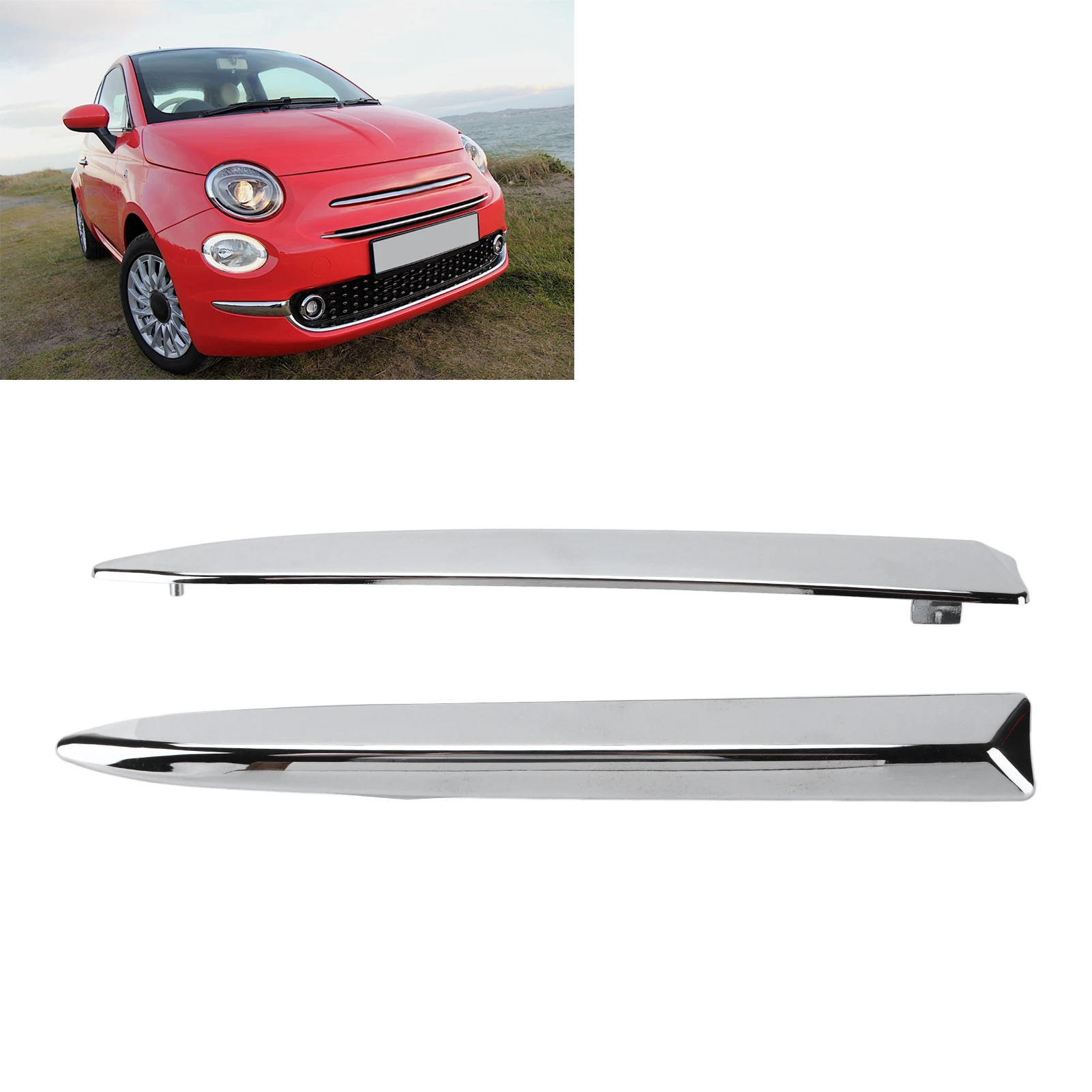 

Передний бампер автомобиля, верхняя молдинговая хромированная накладка 735455041 Замена для FIAT 500 2007-2015 гг.