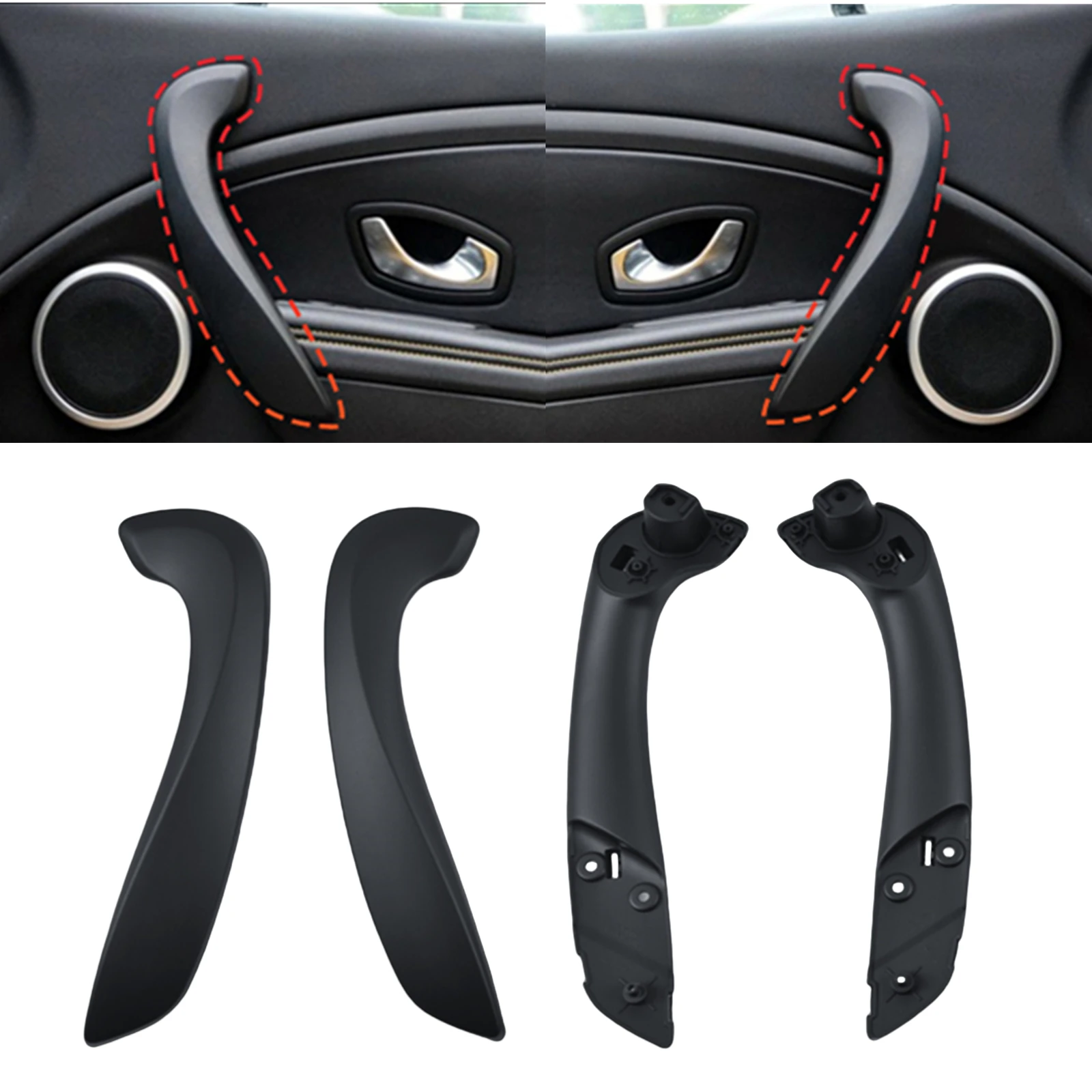 

Front Left Right Side Interior Door Handle (Outer Cover + Inner Cover) For Megane 3 2008-2016