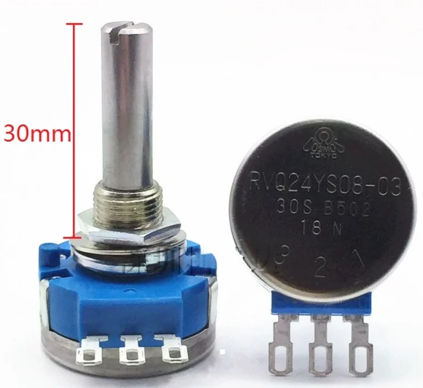 1PCS/LOT RVQ24YS08-03 30S B50 5K Potentiometer, shaft length 30MM/50MM, effective angle 45°