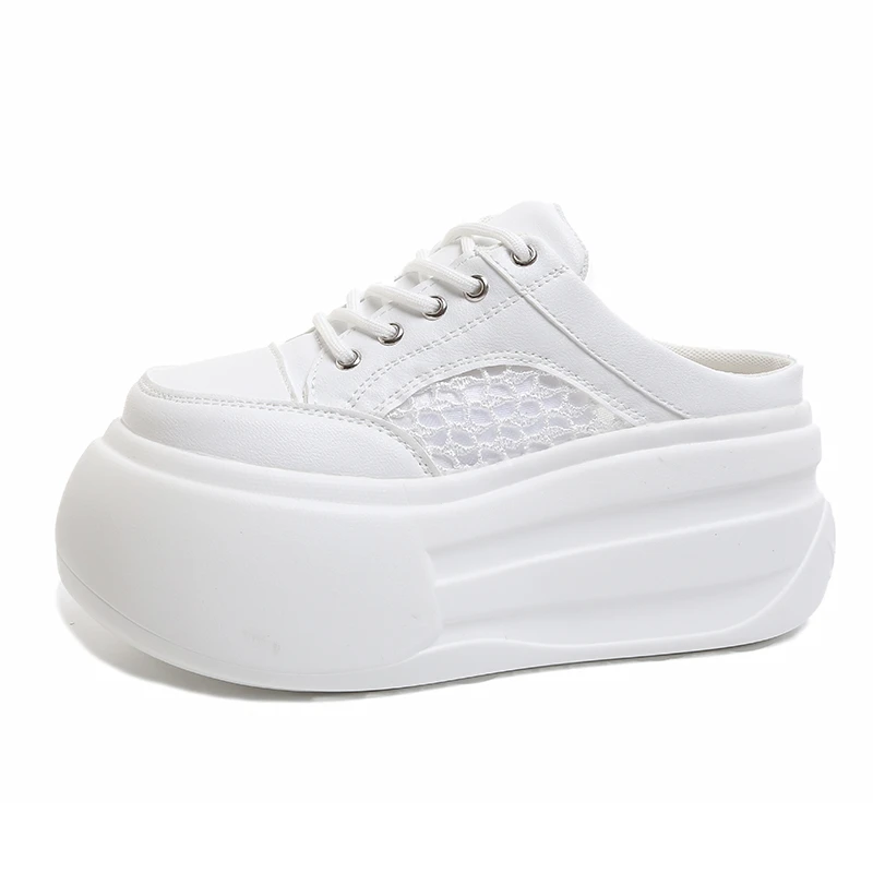 

Women 7CM High Heels Chunky Slippers New Summer Females Lace Up Platform Sneakers Wedge Sandals Slides Shoes Zandalias De Mujer