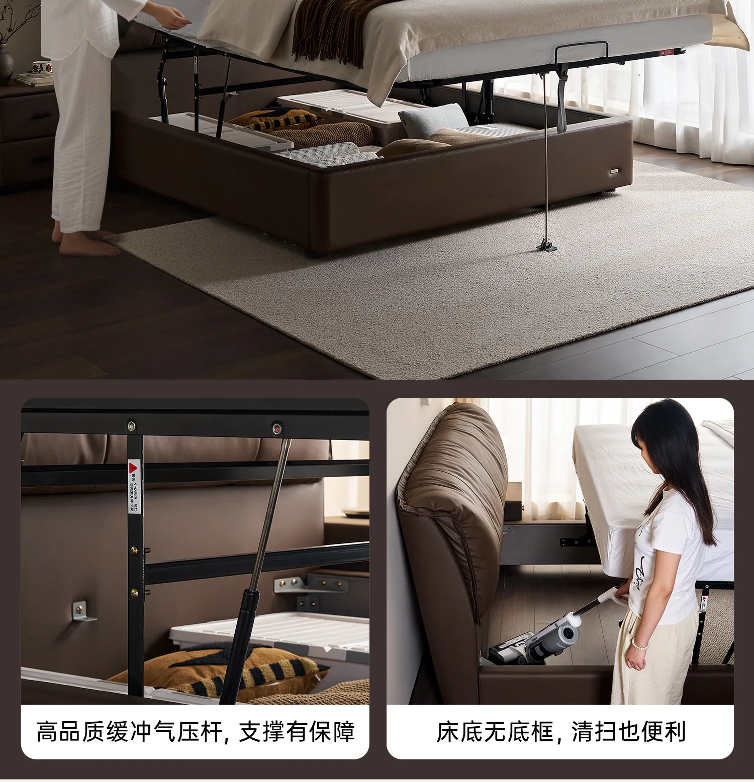 180x200cm Luxuriöses Doppelbett mit weichem Polster, Holz-Kopfteil, Kingsize-Bett für 2 Personen, Schlafzimmermöbel – Detail 22