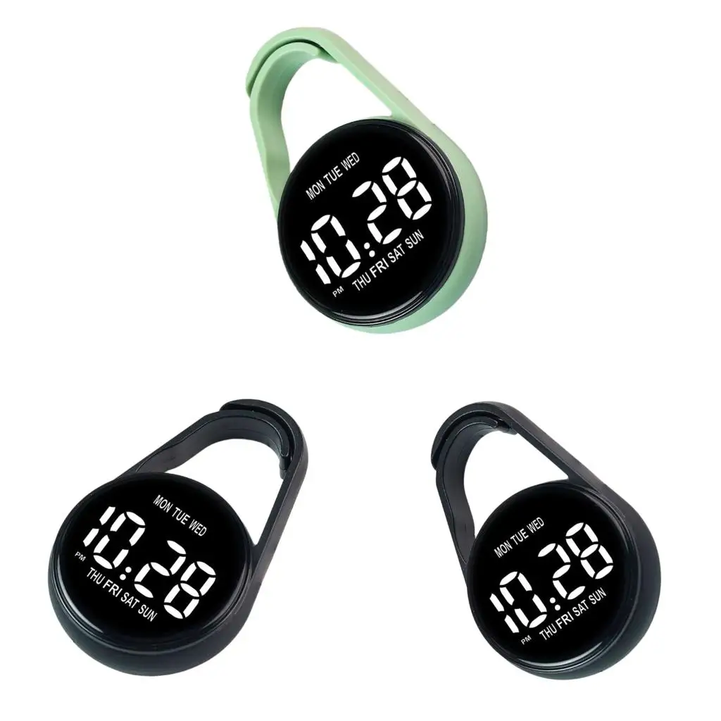  Kids Keychain Clip Digital Hanging Pocket Watch Small Timekeeping Device For Backpacks And Belt Plastic Electronic Clock