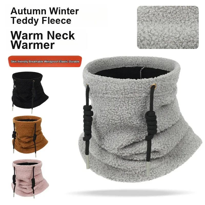 Thick Warm Teddy Fleece Neck Gaiter Neck Face Protection for Winter Skiing Cycling Outdoor Sports