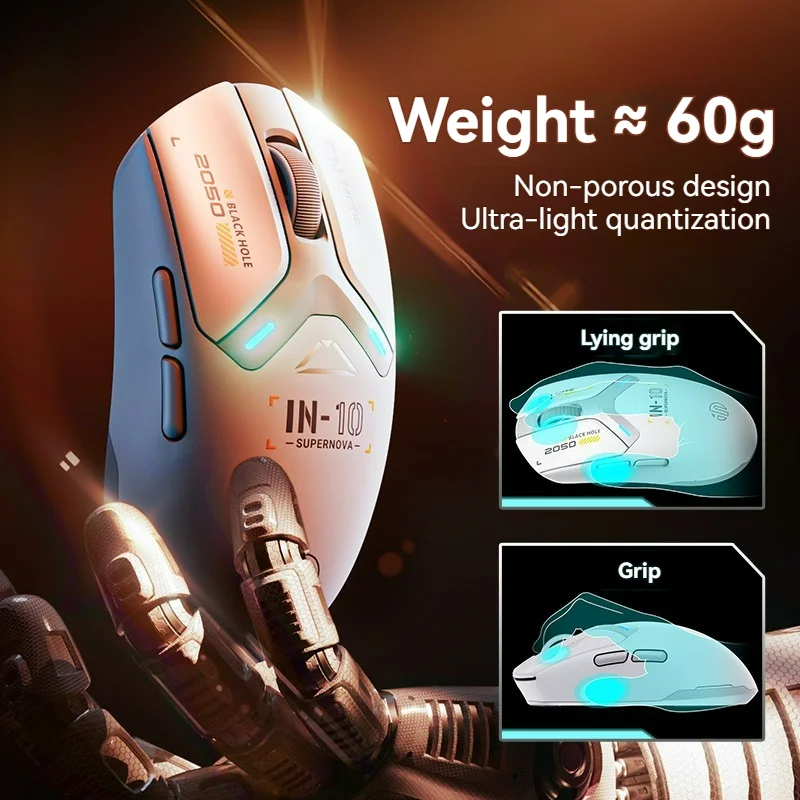 INPHIC IN10 Three-mode Mouse Wireless Bluetooth Low Latency Longlife Ergonomic Design E-sports Gaming Mouse Gaming  Gifts