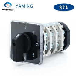 Rotary Cam Switch YMZ12-32/4 Electrical Combination Changeover Selector 32A 4 Pole 0-6 Positions Sliver Contacts