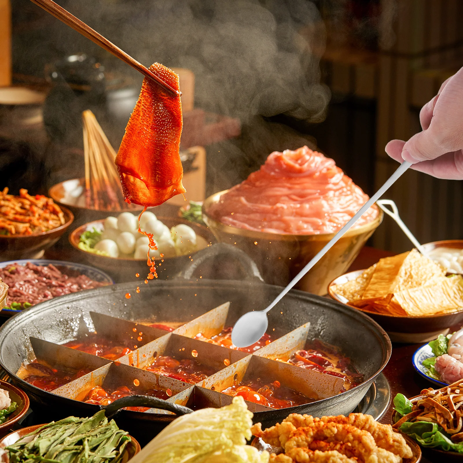 

2Pcs 32Cm Stainless Steel Stirring Spoon Long Handle Gourd Head Soup Ladle for Cooking Hot Pot Condiment Kitchen Utensils Tools