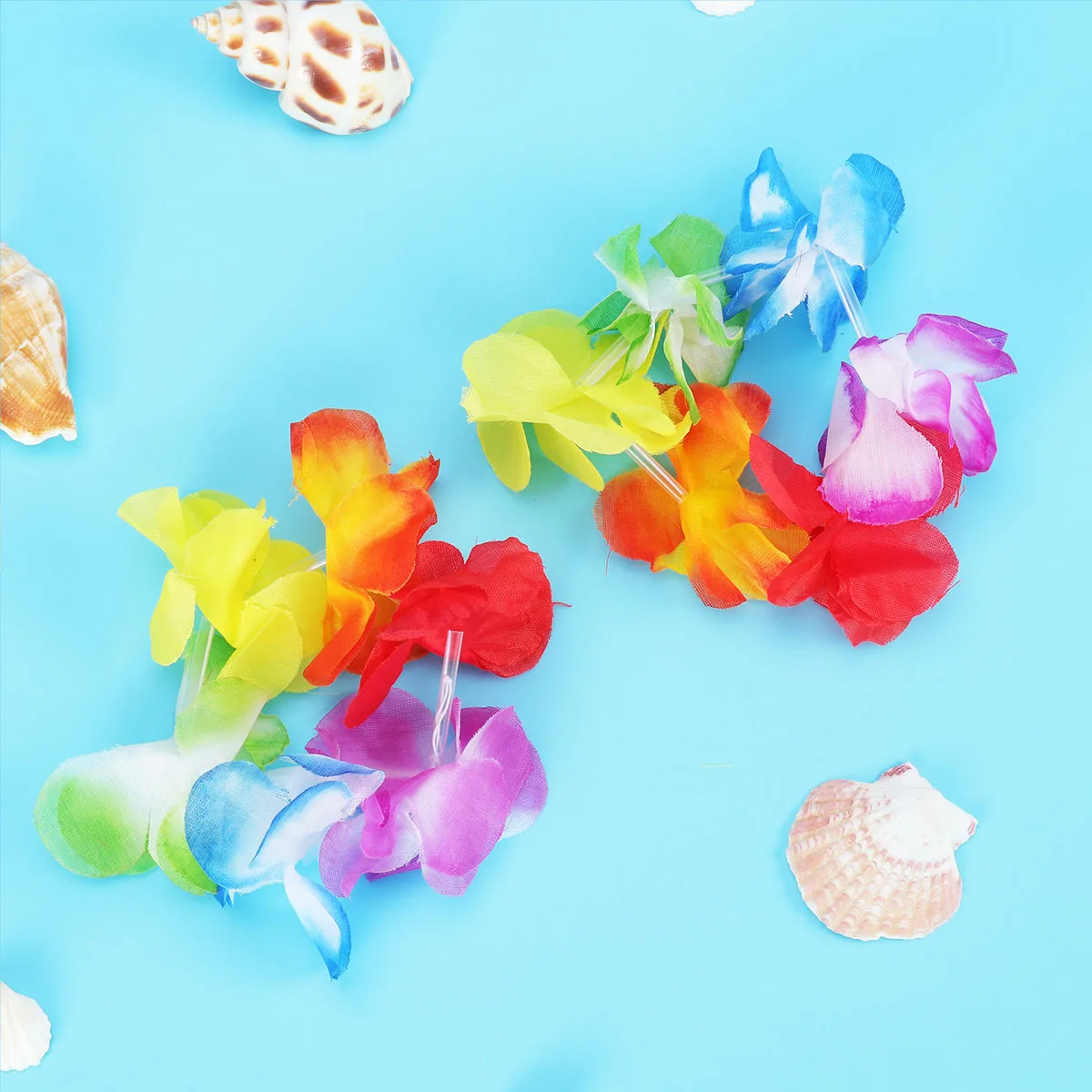 

Hawaii Grass Skirt Set 40Cm Blue Tropical Hula Dance Costume Colorful Bra Flower Bracelets Headband Necklace Women Party