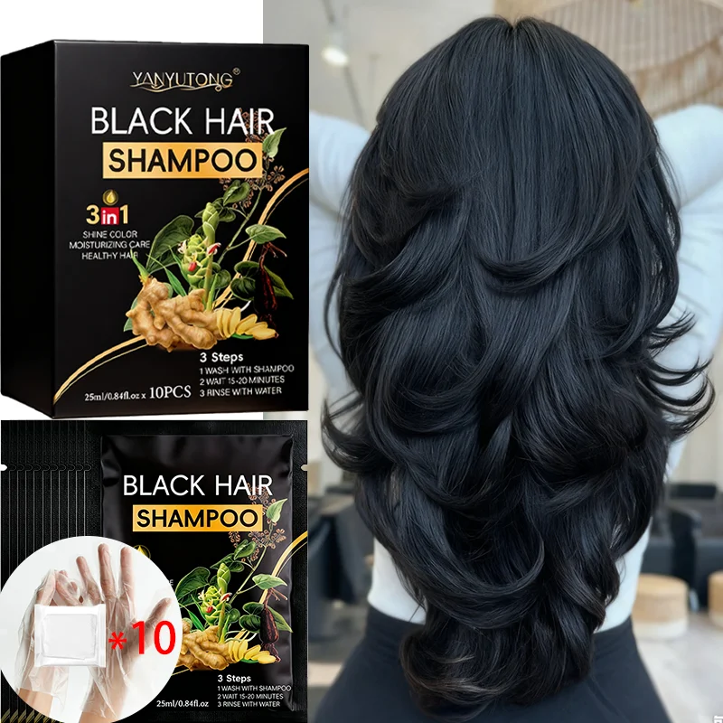 

10Pcs Fast Black Hair Shampoo 5 Mins Fast Become Black Hair Dye Herb Natural Hair Care Restore Colorant Shampoo Hair Care