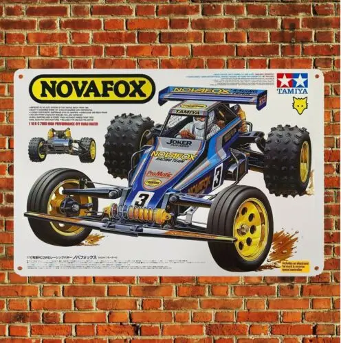 Metal Poster Vintage Rc Car Tin Sign Plaque Tamiya Novafox Buggy Boxart