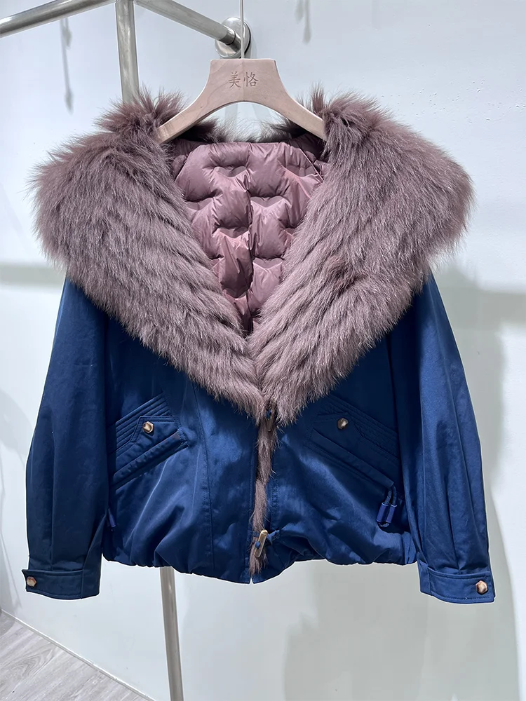 2025 chaquetas de plumas de ganso cálidas de invierno para mujer, cuello de piel de zorro Real Natural, prendas de vestir gruesas para mujer, abrigos, chaquetas acolchadas, gran oferta