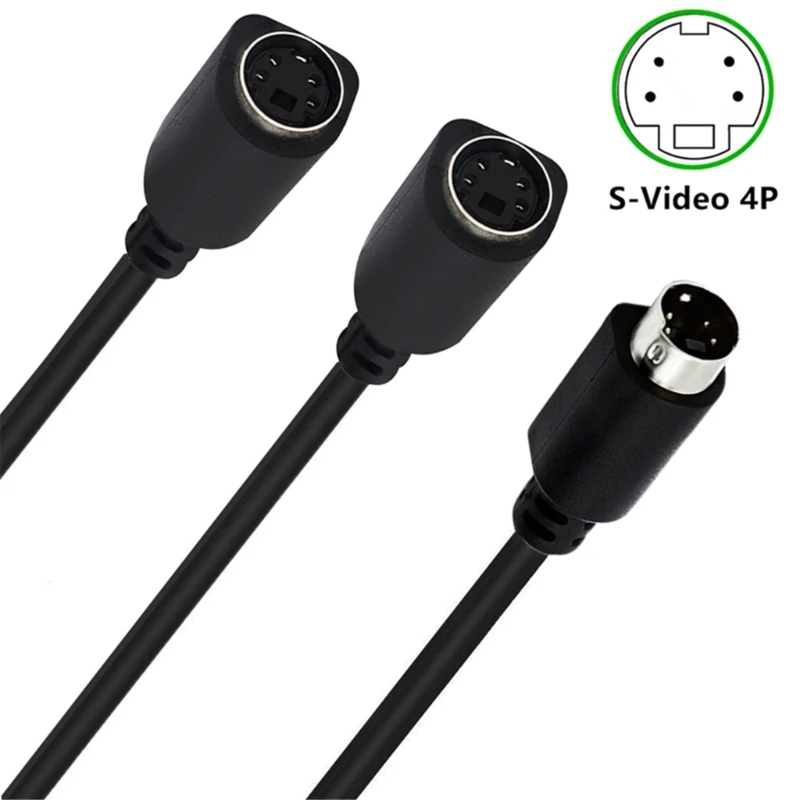 S-Video 4 Pin S-Video Male to 2 Female Cable 4 Pin Mini DIN Y Splitter