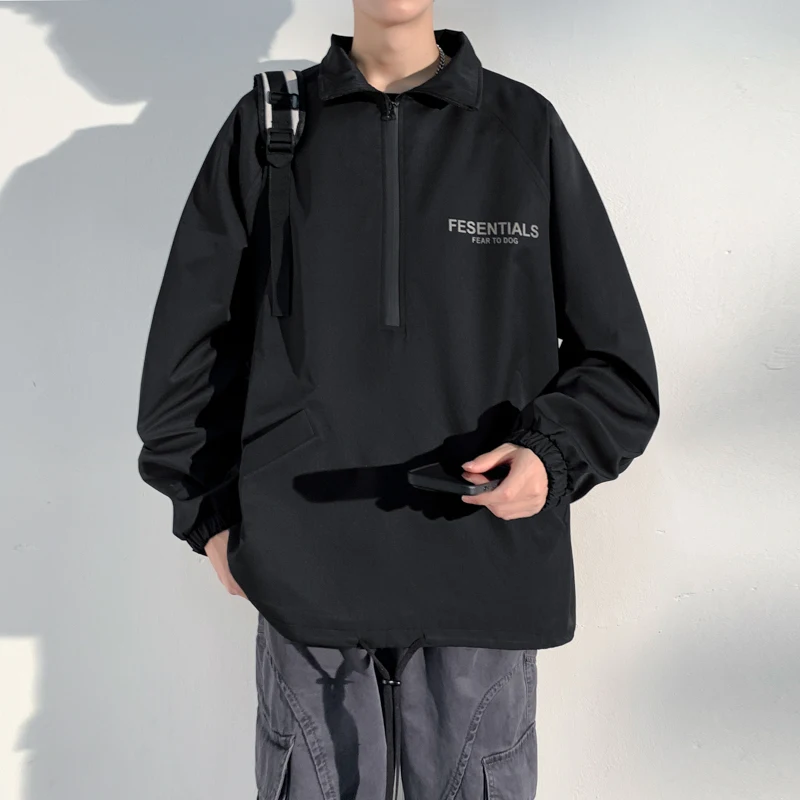 

American Sle Workwear Jaet Men's Spring Autumn Loose f Zipper Fce Lined Youth Pilot Jaet Windproof Long Sve