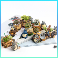 Cartoon Flowerpot Hayao Miyazaki Spirited Away Trumpet Mini Totoro Cart Doll Ornaments Model Hand Made Children Plant Flowers