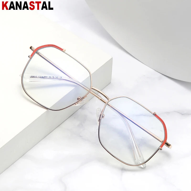 Men Blue Light Blocking Glasses Prescription Optical Lenses Reading Myopia Eyewear Women Computer Square Metal Eyeglasses Frame