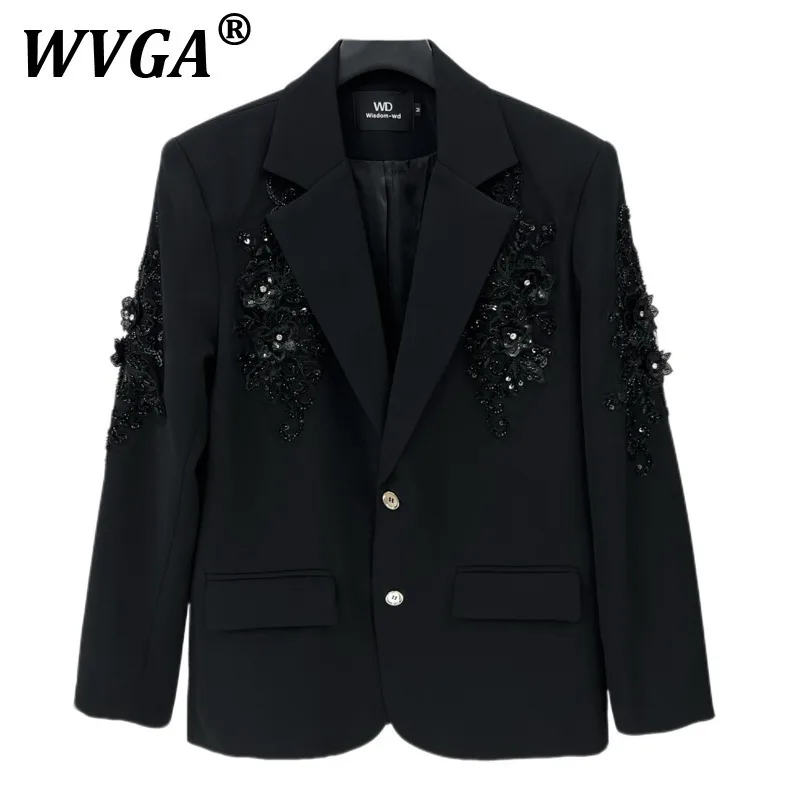 

WVGA Spring Autumn New Man Tide Patchwork 3D Embroidery Design Trendy Suit Jacket Niche Chic Casual Long Sleeve Blazer Ins W9834