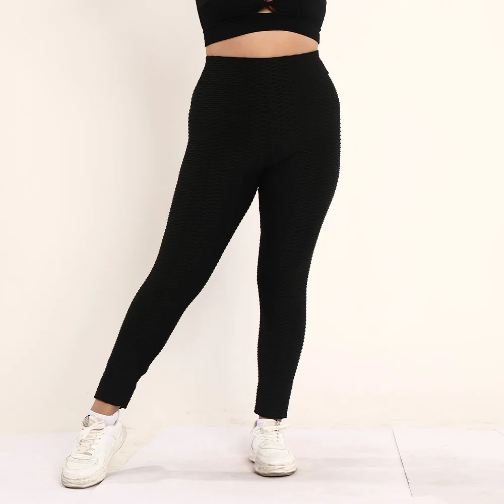 

Plus Size Women High Waist Honeycomb Knitting Yoga Pants Leggings For Fitness Running Workout