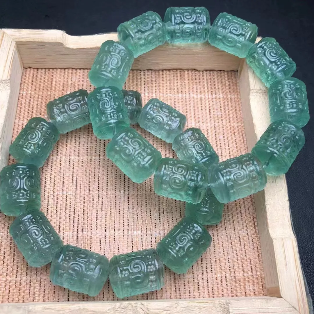 Unit One Bracelet 18.5*14mm Good Sale Natural Green Fluorite Crystal Healing Echo Bead Bracelet