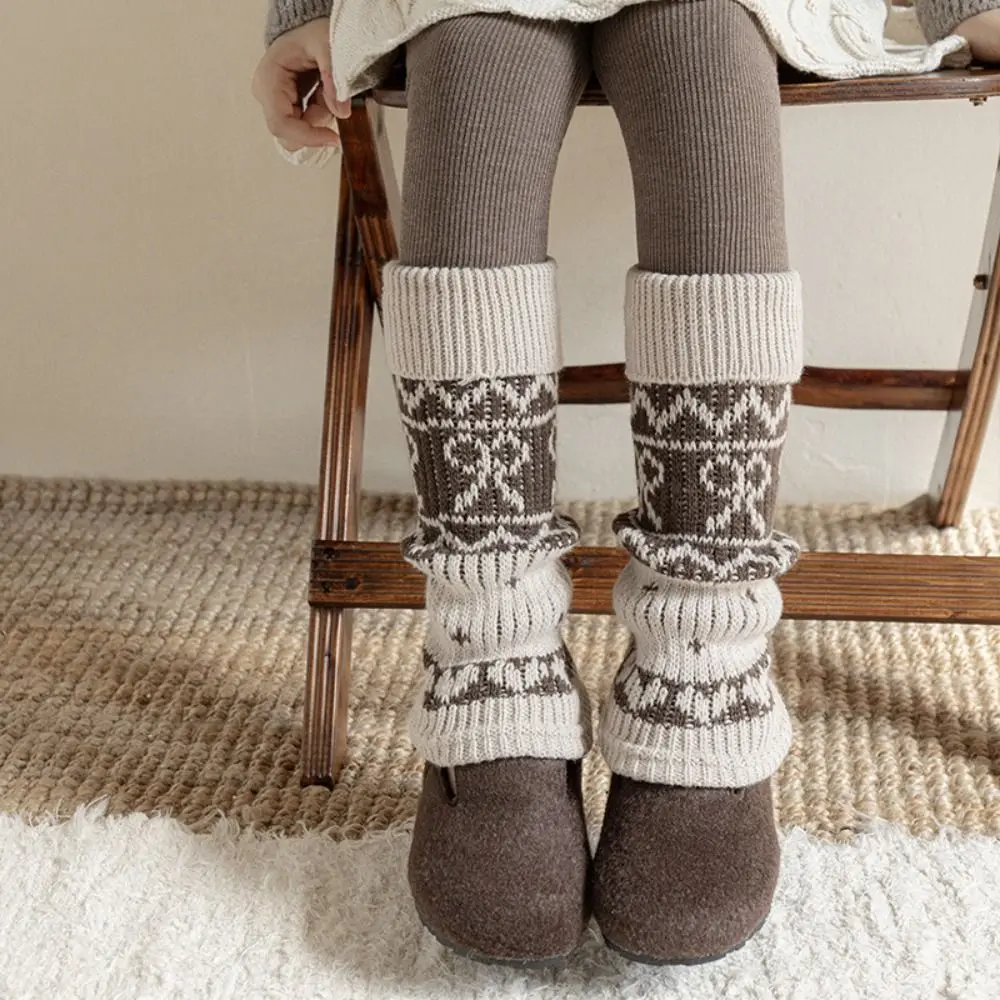 JK Harajuku Children's Leg Warmers Japanese Style Bow Knitted Foot Cover Casual Kawaii Fair Isle Style Knitted Socks Autumn
