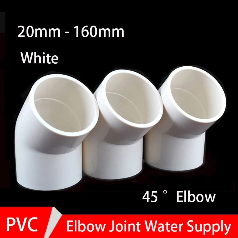 1-10PC 20-110mm White PVC Connector 45 Degree Elbow Connector Garden Irrigation Water Pipe Connector Aquarium Adapter