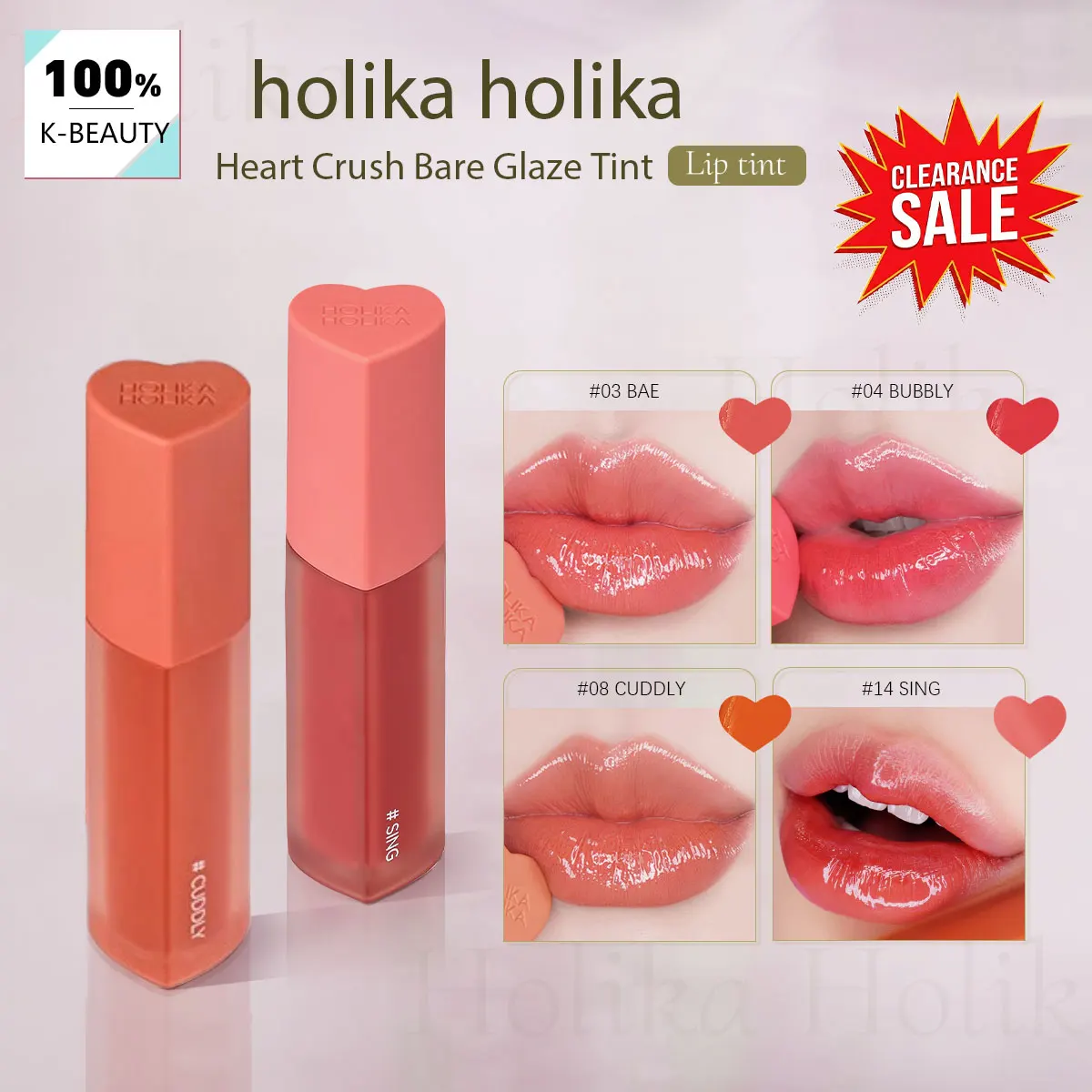 [Oferta de Liquidación] HOLIKA HOLIKA Heart Crush Glow Tint Air, Hidratante, Color Modulable, Cosmético Coreano, Maquillaje Coreano