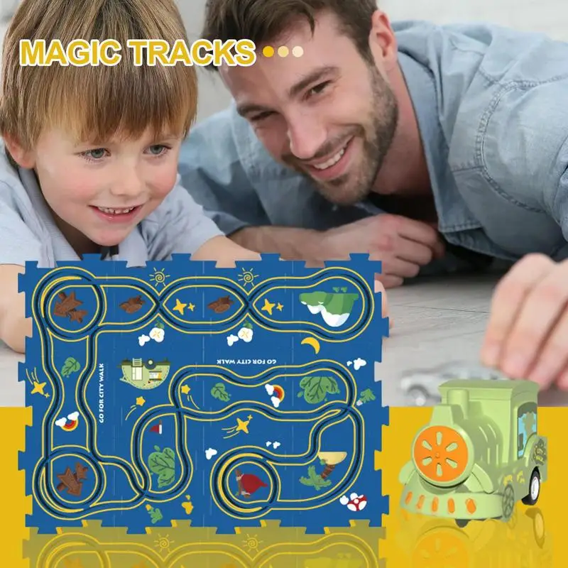 Rompecabezas educativo para niños, coche ferroviario, juguete de montaje artesanal, coches de pista de dibujos animados, juegos de mesa lgicos, rompecabezas, juguetes de regalo